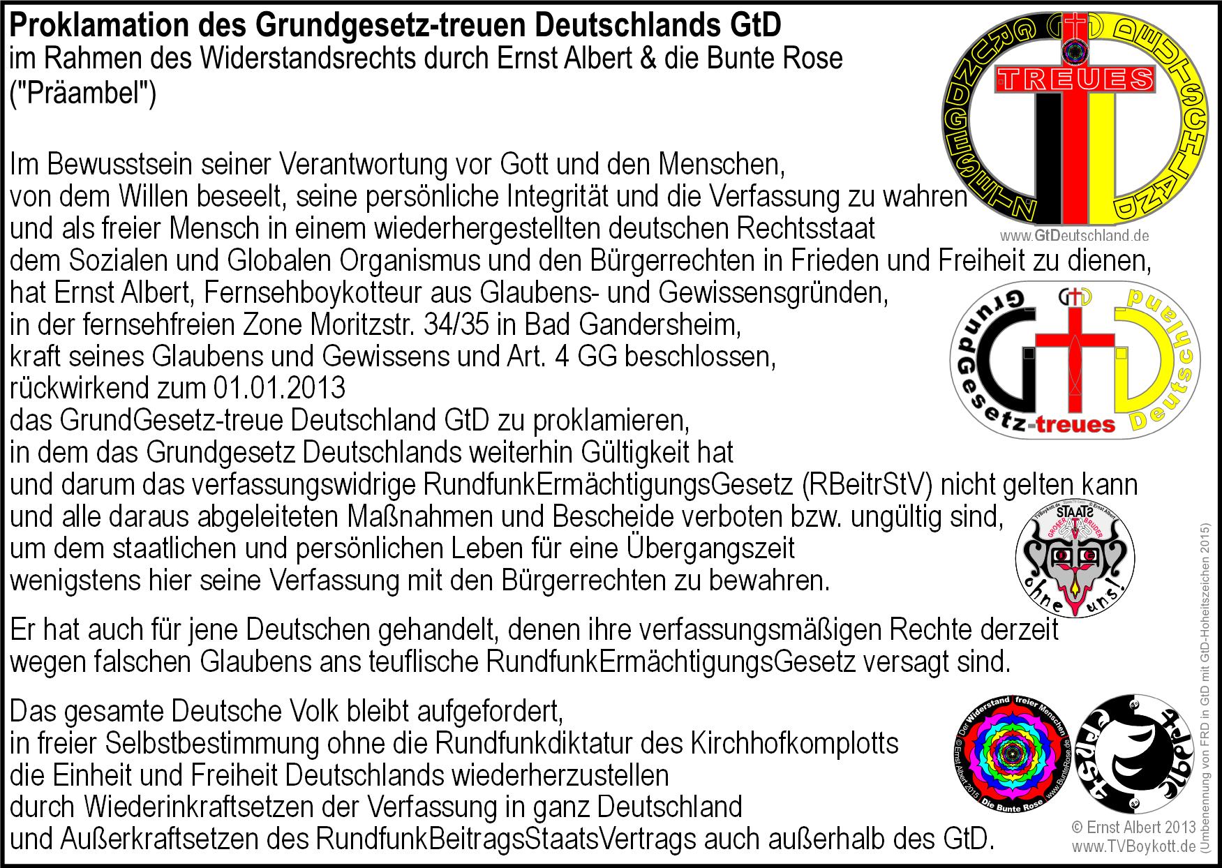 GtD-Proklamation mit GtD-Hoheitszeichen
